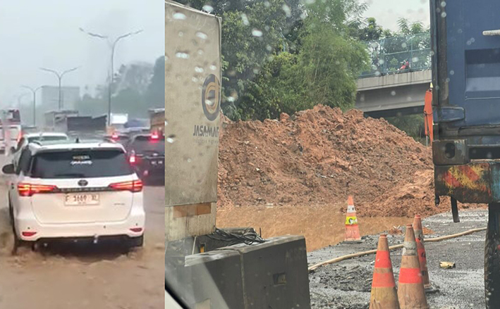 Proyek Jalan Paramount Petals Diduga Sebabkan Banjir Parah di Tol Bitung–Tangerang, Ribuan Pengguna Jalan Terjebak Macet Total